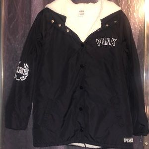 PINK sherpa anorak jacket.
